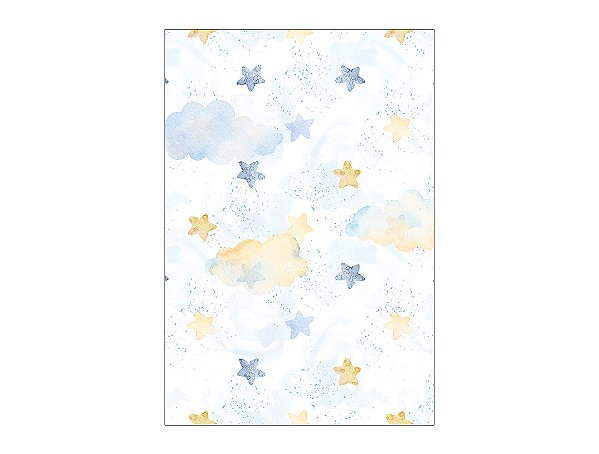 Painel De Festa Vertical 1,50 x 2,20 - Chá de Bebê Estrelinhas Azul e Amarelo 026
