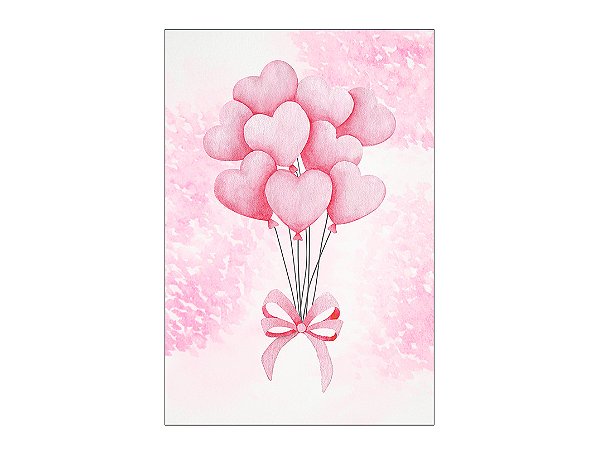 Painel De Festa Vertical 1,50 x 2,20 - Chá de Bebê Balões de Coração Rosa 030