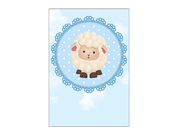 Painel De Festa Vertical 1,50 x 2,20 - Chá de Bebê Ovelinha Azul 032