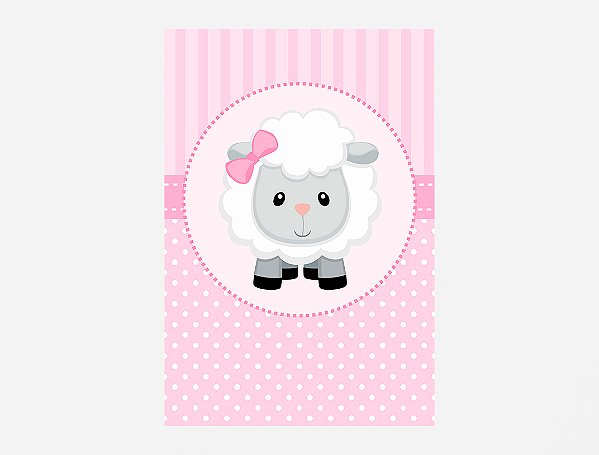 Painel De Festa Vertical 1,50 x 2,20 - Chá de Bebê Ovelinha Cute Rosa 034