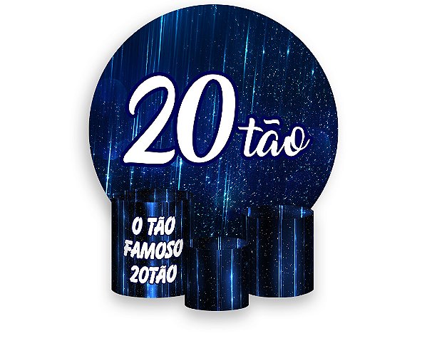 Painel De Festa Redondo 1,50 x 1,50 + Trio De Capas Cilindro - 20 Anos 20TÃO Azul 199