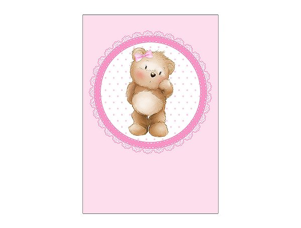 Painel De Festa Vertical 1,50 x 2,20 - Chá de Bebê Ursa Cute Rosa 059