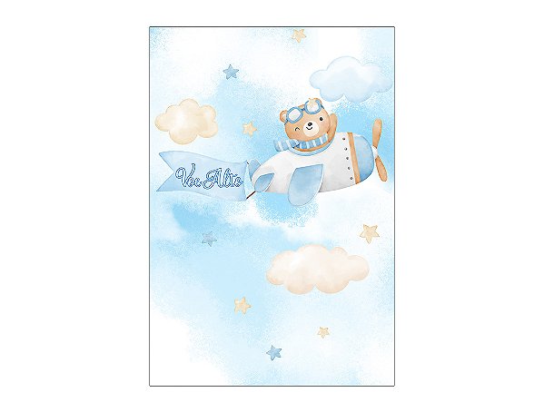 Painel De Festa Vertical 1,50 x 2,20 - Chá de Bebê Urso Aquarela 079