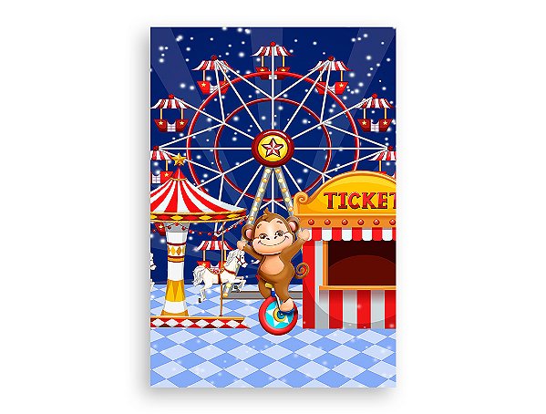 Painel De Festa Vertical 1,50 x 2,20 - Circo Noite Estrelada 001