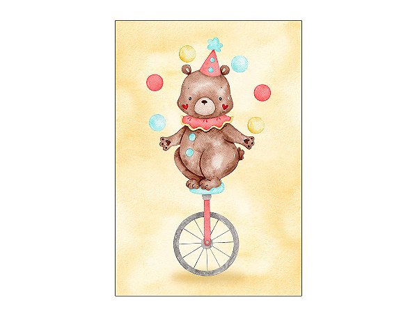 Painel De Festa Vertical 1,50 x 2,20 - Circo Urso Aquarela 015