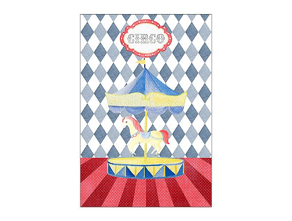 Painel De Festa Vertical 1,50 x 2,20 - Circo Clássico Aquarela 018