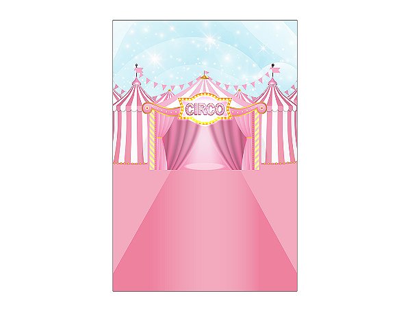 Painel De Festa Vertical 1,50 x 2,20 - Circo Tenda Rosa 048