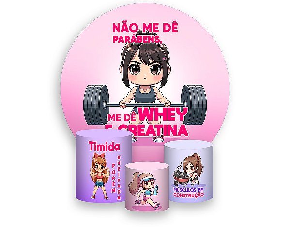 Painel De Festa Redondo 1,50 x 1,50 + Trio De Capas Cilindro - Academia Menina Morena 056