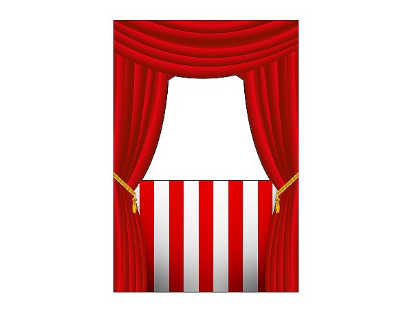 Painel De Festa Vertical Interativo 1,50x2,20 - Bilheteria Circo Cortina Vermelha 057