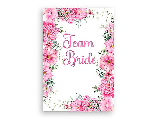 Painel De Festa Vertical 1,50 x 2,20 - Team Bride Floral Rosa 008