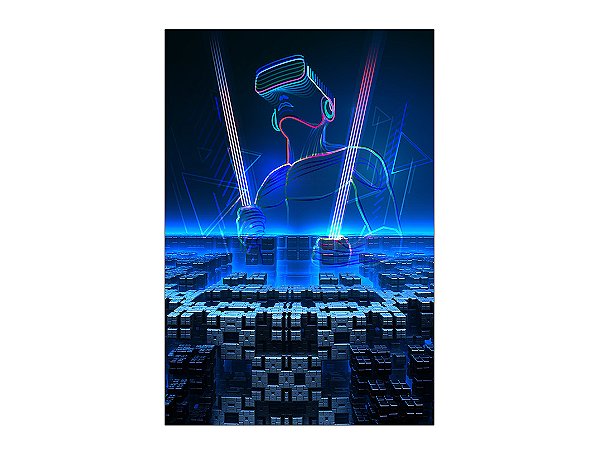 Painel De Festa Vertical 1,50 x 2,20 - Video Game Jagador Azul 008