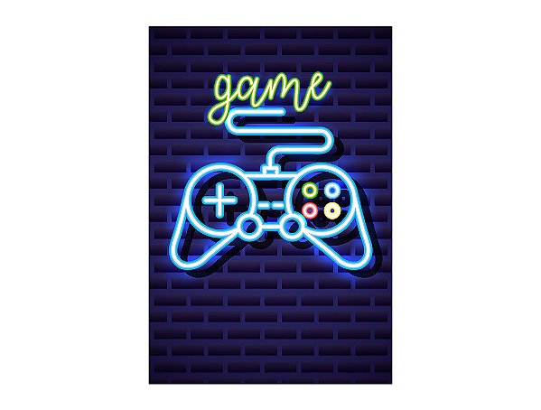 Painel De Festa Vertical 1,50 x 2,20 - Video Game Efeito Neon 018