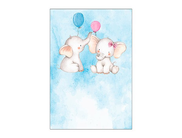 Painel De Festa Vertical 1,50 x 2,20 -  Elefante Cute Revelação 009