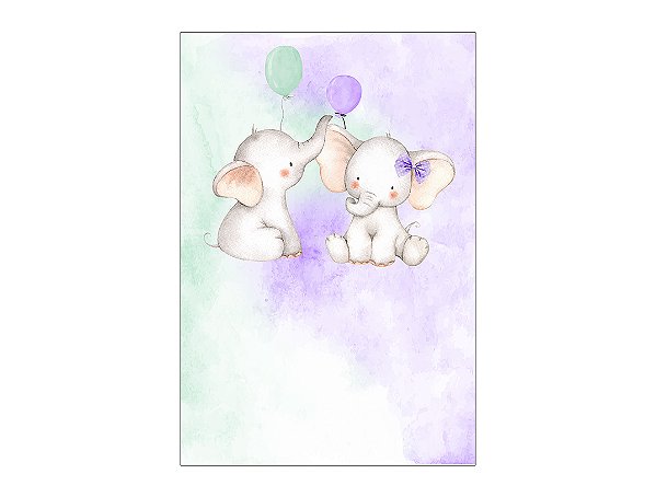 Painel De Festa Vertical 1,50 x 2,20 - Elefante Chá de Revelação Verde e Roxo 017