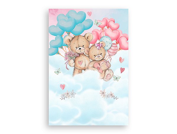 Painel De Festa Vertical 1,50 x 2,20 -  Revelação Ursinhos Cute 019