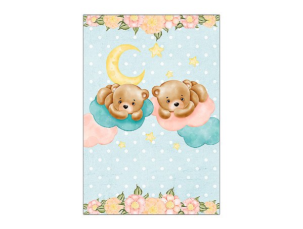 Painel De Festa Vertical 1,50 x 2,20 - Ursinhos Revelação Cute 040
