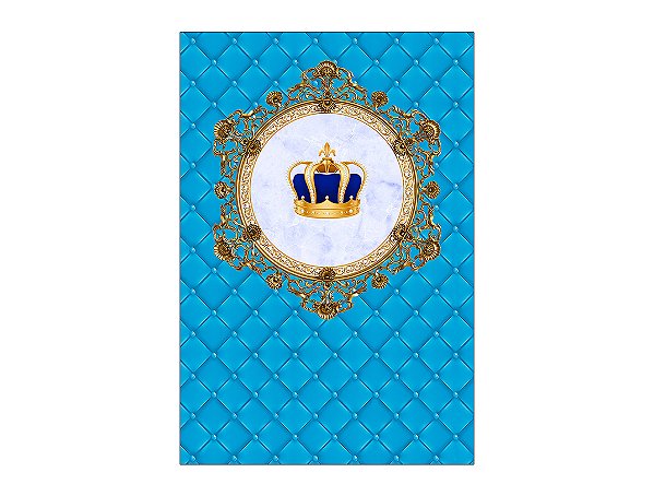 Painel De Festa Vertical 1,50 x 2,20 - Coroa Realeza Azul Claro 003