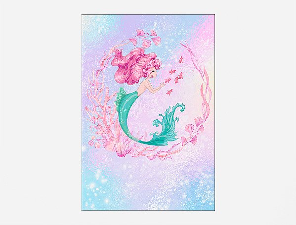 Painel De Festa Vertical 1,50 x 2,20 - Fundo do Mar Sereia 004