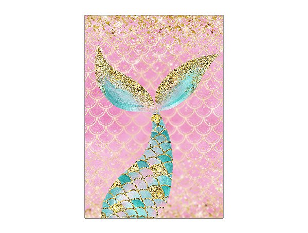 Painel De Festa Vertical 1,50 x 2,20 - Sereia Rosa e Verde 015