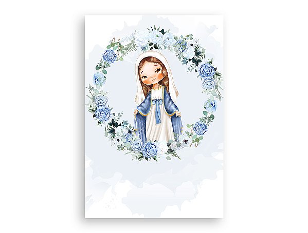 Painel De Festa Vertical 1,50 x 2,20 - Santa Nossa Senhora das Graças Azul 013