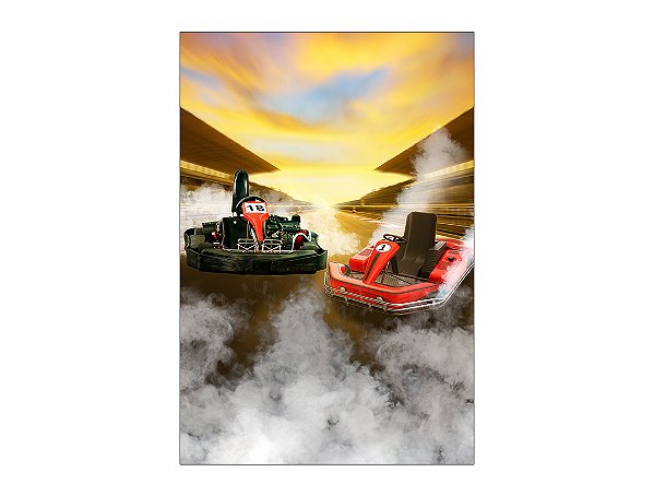 Painel De Festa Vertical 1,50 x 2,20 - Kart Corrida 013
