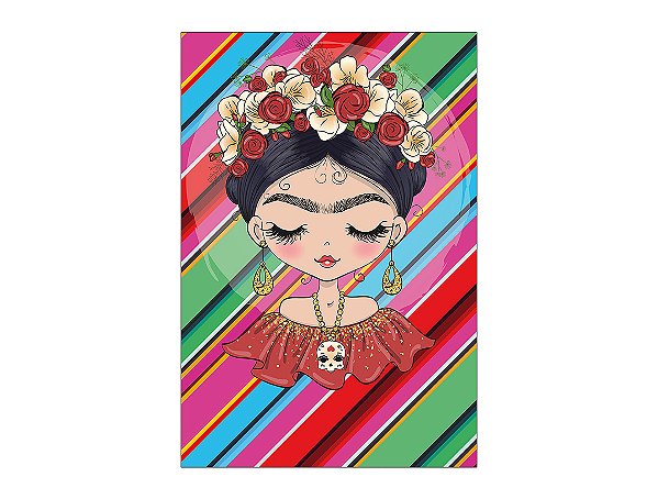 Painel De Festa Vertical 1,50 x 2,20 - Boneca Frida Kahlo Cute 008