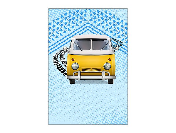 Painel De Festa Vertical 1,50 x 2,20 - Carro Amarelo Fundo Azul 022