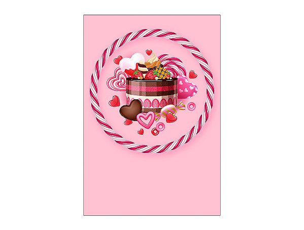 Painel De Festa Vertical 1,50 x 2,20 - Confeitaria Doces Rosa 020