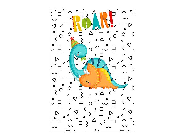 Painel De Festa Vertical 1,50 x 2,20 - Dinossauros Fundo Clean 001