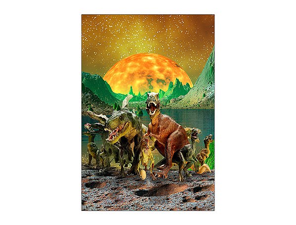 Painel De Festa Vertical 1,50 x 2,20 - Planeta Dinossauros 016