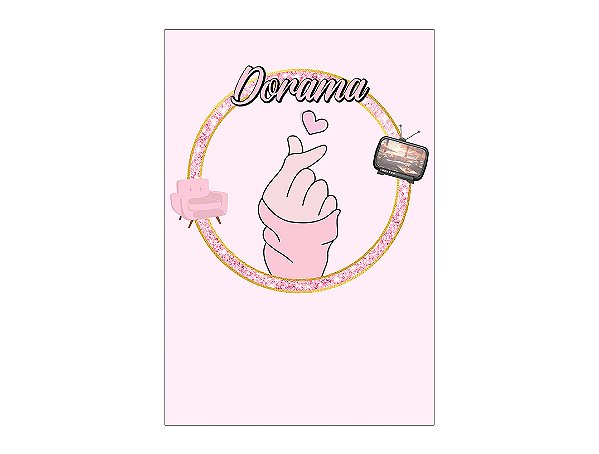Painel De Festa Vertical 1,50 x 2,20 - Dorama Rosa Frame Dourado 008