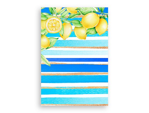 Painel De Festa Vertical 1,50 x 2,20 - Frutinha Limão Siciliano Listrado Azul 023