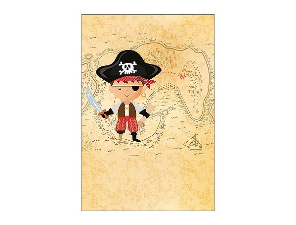 Painel De Festa Vertical 1,50 x 2,20 - Pirata Mapa do Tesouro 037