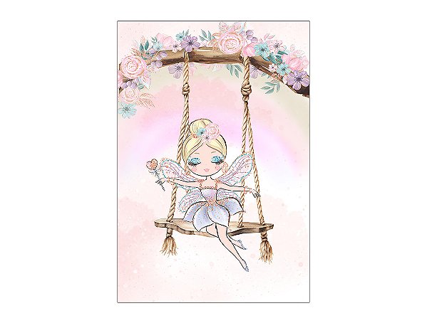 Painel De Festa Vertical 1,50 x 2,20 - Fadinha no Balanço 004