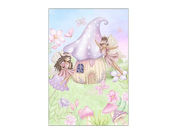 Painel De Festa Vertical 1,50 x 2,20 - Casinha das Fadas Cute 015