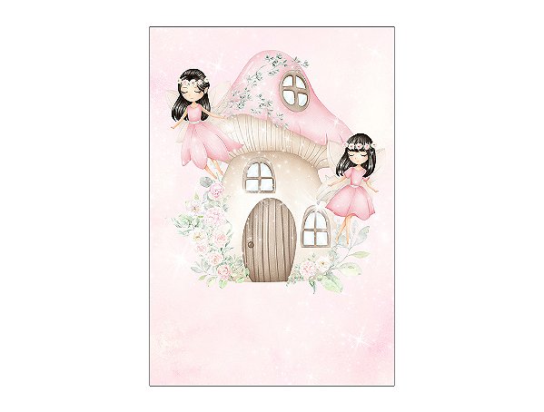 Painel De Festa Vertical 1,50 x 2,20 - Fadas Cute Rosa 018