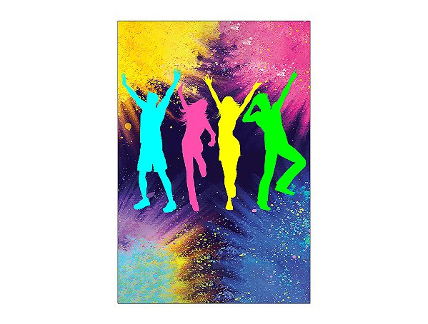 Painel De Festa Vertical 1,50 x 2,20 - Balada Silhuetas Coloridas 006