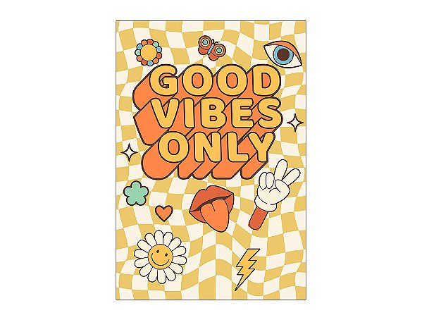 Painel De Festa Vertical 1,50 x 2,20 - Good Vibes Only 017