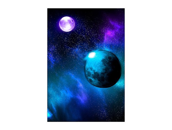 Painel De Festa Vertical 1,50 x 2,20 - Galáxia Universo Azul e Verde 011