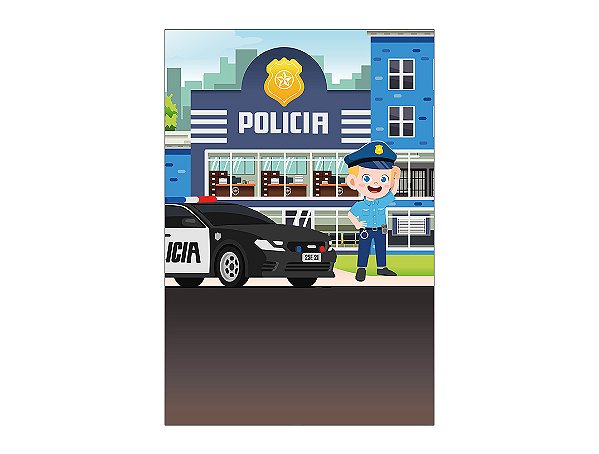 Painel De Festa Vertical 1,50 x 2,20 - Menino Policial 012