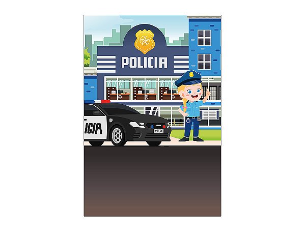 Painel De Festa Vertical 1,50 x 2,20 - Menina Policial 014