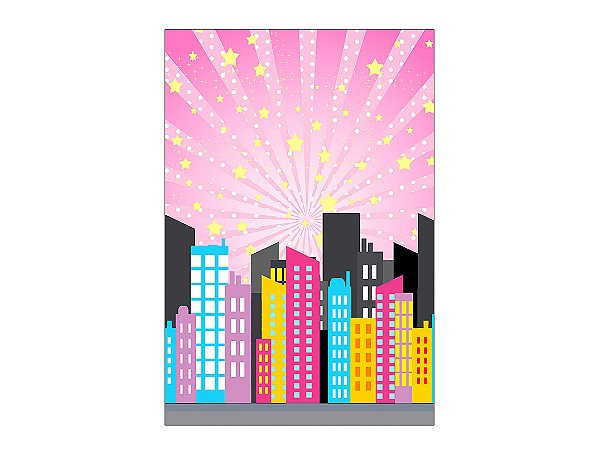 Painel De Festa Vertical 1,50 x 2,20 - SuperGirl HQ Rosa 023