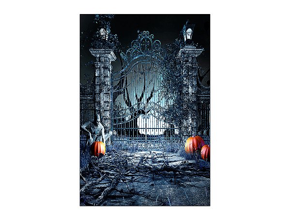 Painel De Festa Vertical 1,50 x 2,20 - Halloween Noite de Lua Cheia 005