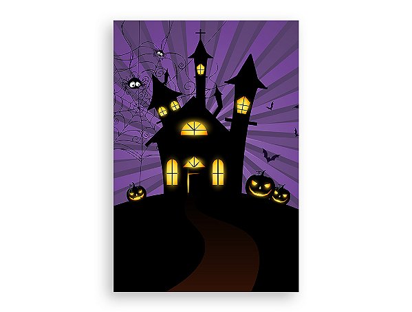 Painel De Festa Vertical 1,50 x 2,20 - Halloween Castelo Assombrado 019