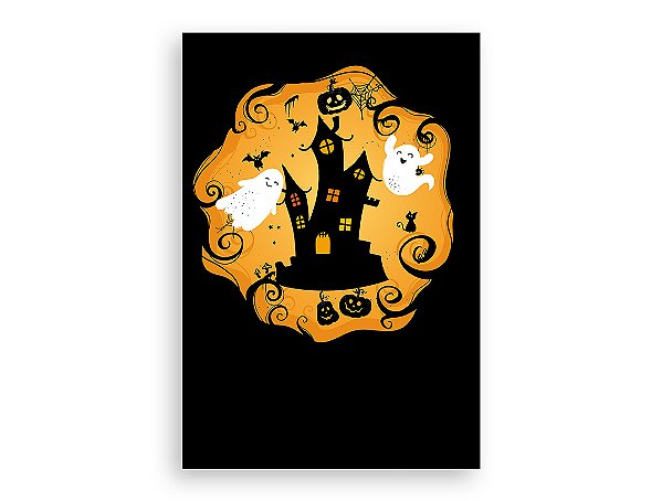 Painel De Festa Vertical 1,50 x 2,20 - Halloween Fantasmas no Castelo 020