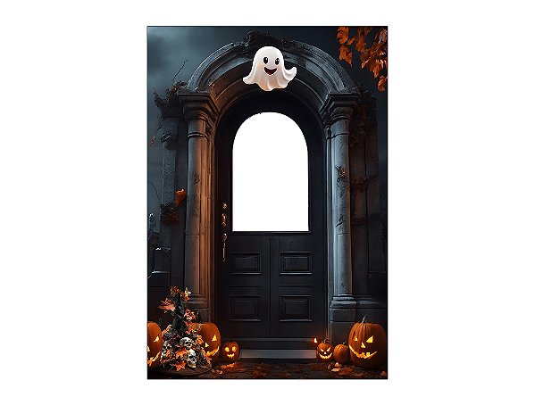 Painel De Festa Vertical Interativo 1,50x2,20 - Halloween com Fantasmas 035