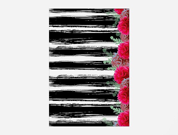 Painel De Festa Vertical 1,50 x 2,20 - Flores Rosas com Listras 006