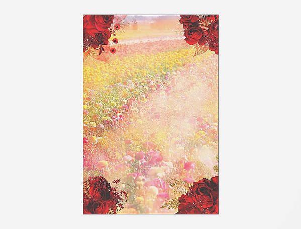 Painel De Festa Vertical 1,50 x 2,20 - Campo de Flores Aquarela 029