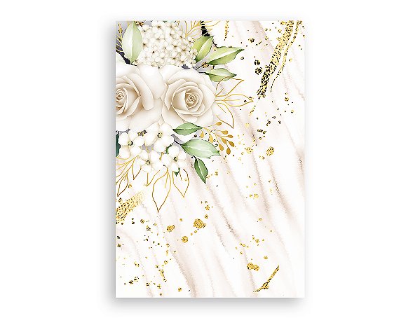 Painel De Festa Vertical 1,50 x 2,20 - Flores Efeito Mármore Bege 056
