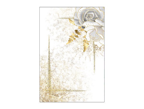 Painel De Festa Vertical 1,50 x 2,20 - Flores Brancas com Efeito Glitter Dourado 060